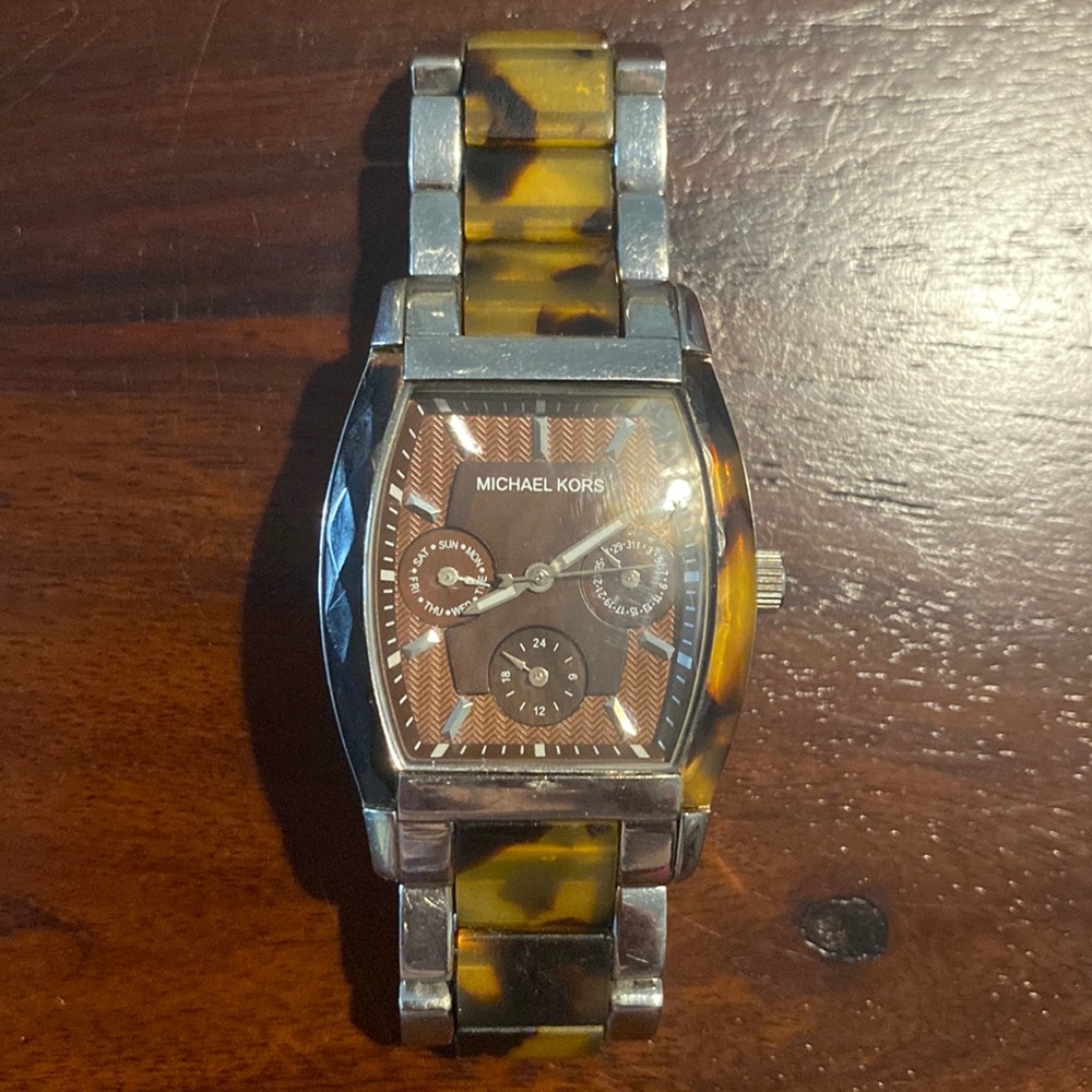 Michael Kors tortoise shell/ stainless steel watch